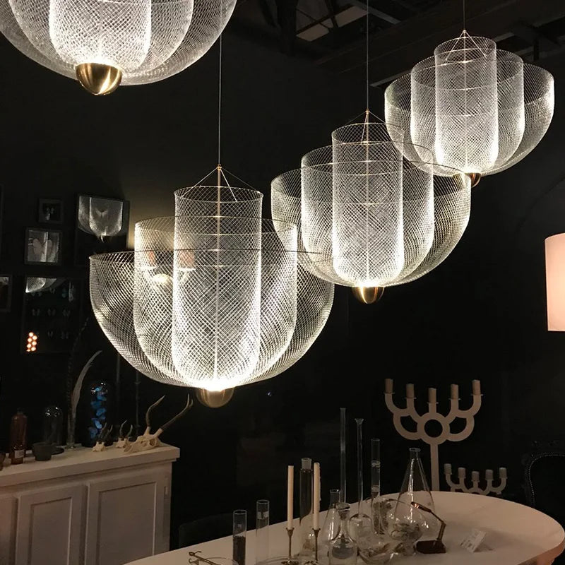 Artpad Modern Moooi Metal Grid Ceiling Chandelier Designer Chrome Meshmatic Dining Table Restaurant Led Large Hanging Lamps