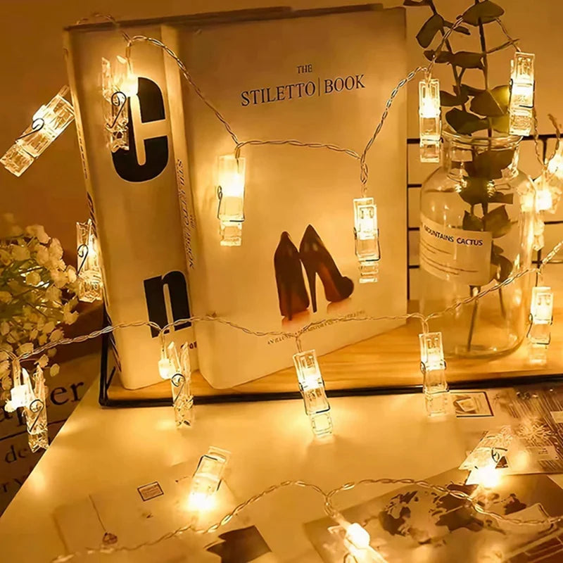 LED Photo Clip String Lights (10–40 LEDs) - Fairy Lights for Picture & Card Hanging