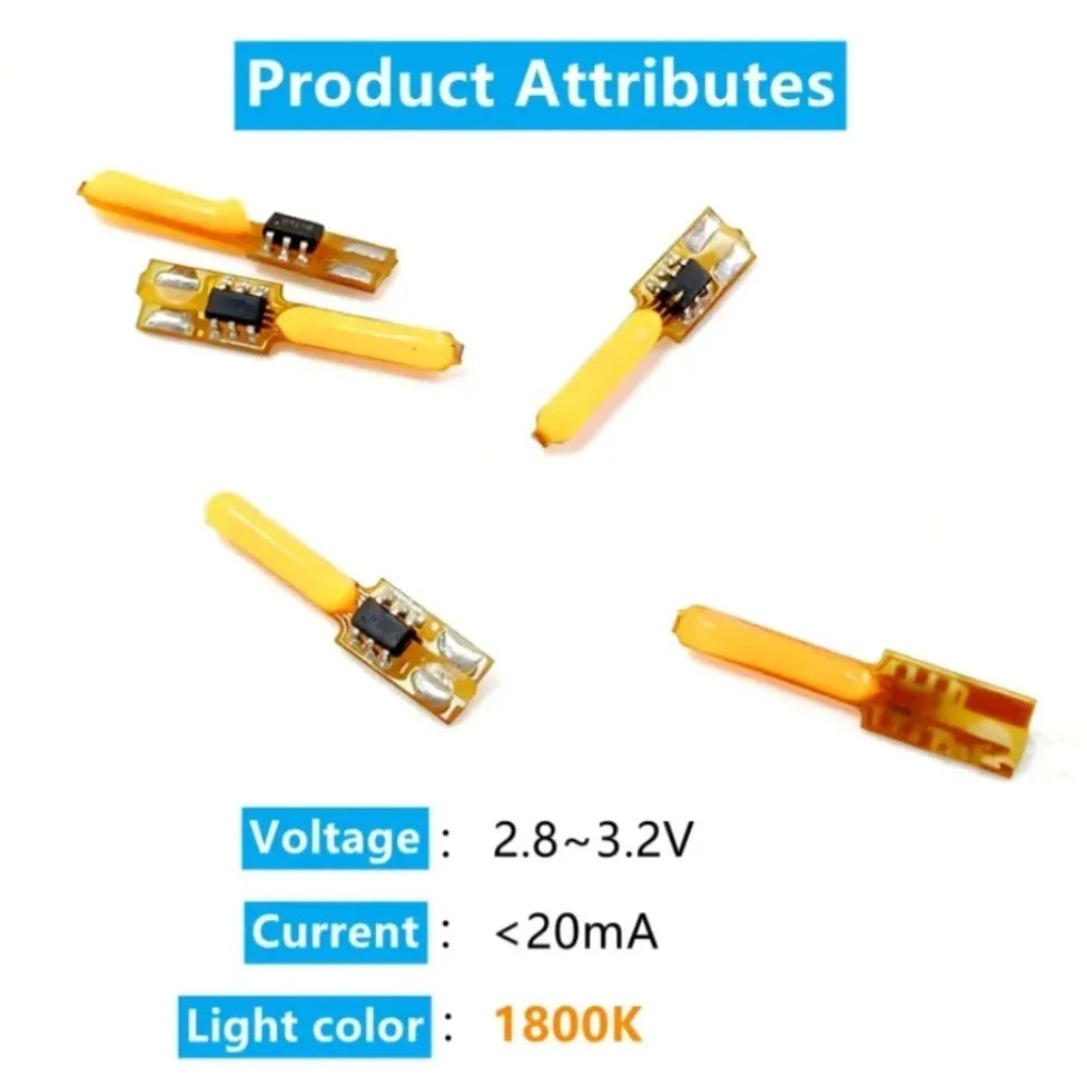 DC3V COB LED Flickering Flame Edison Filament Diodes (1–100 Pcs) - Flexible Vintage Candle Light Engine for DIY Bulbs & Party Decor