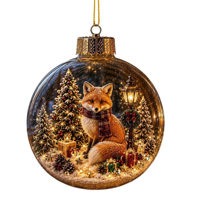 Acrylic Christmas Bell Ornament Decoration 3D Snow Globe Santa Snowman Ball Hanging Xmas Tree Pendant Christmas Party Decoration