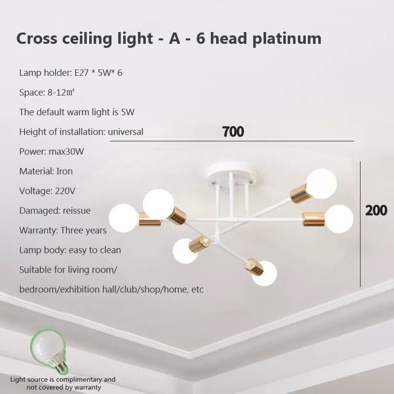 6 Heads LED Modern Ceiling Chandelier Hanging Lamp for Ceiling Dining Living Room Bedroom Hall Home Decor Lndoor Light Fixture