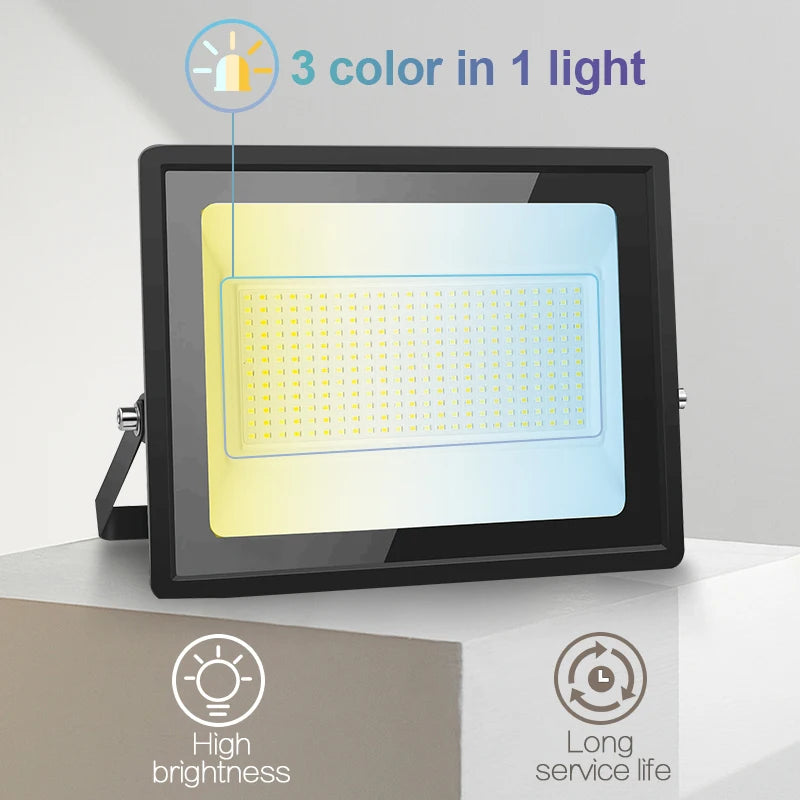 Led Floodlight 100W 80W 50W Dip Key Switch Led Spotlights For IP65 Outdoor Cold Neutral Warm White For Courtyard Garden Lighting