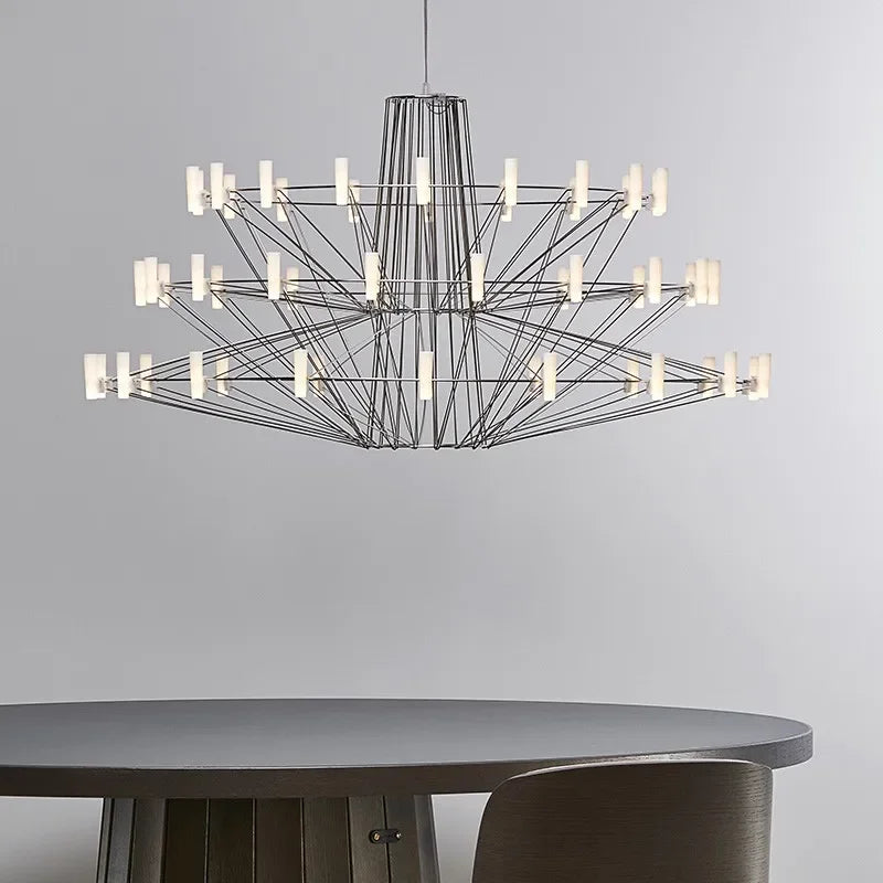 Moooi Coppelia Designer Loft Villa Duplex Chandelier Luxury High-end Living Dining Room LED Round Iron Wire Decor Lighting