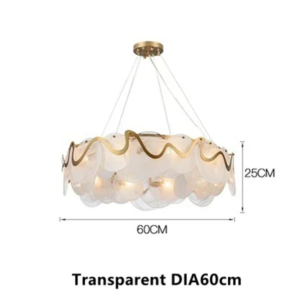 Modern Luxury Living Room Glass LED Pendant Lamp Restaurant Bedroom Chandelier 2025 New Round Bar Counter Home Lighting Decor