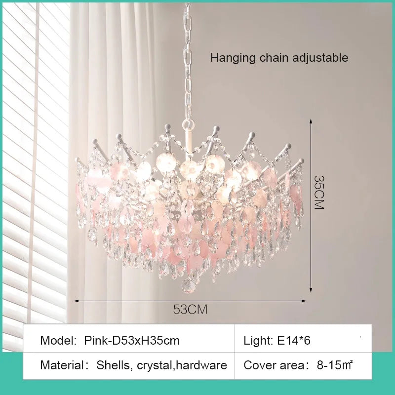LED French Medieval Pendant Light Style Luxury Blue Crystal Chandelier for Villa Living Room Bedroom Hallway Ceiling Lamp