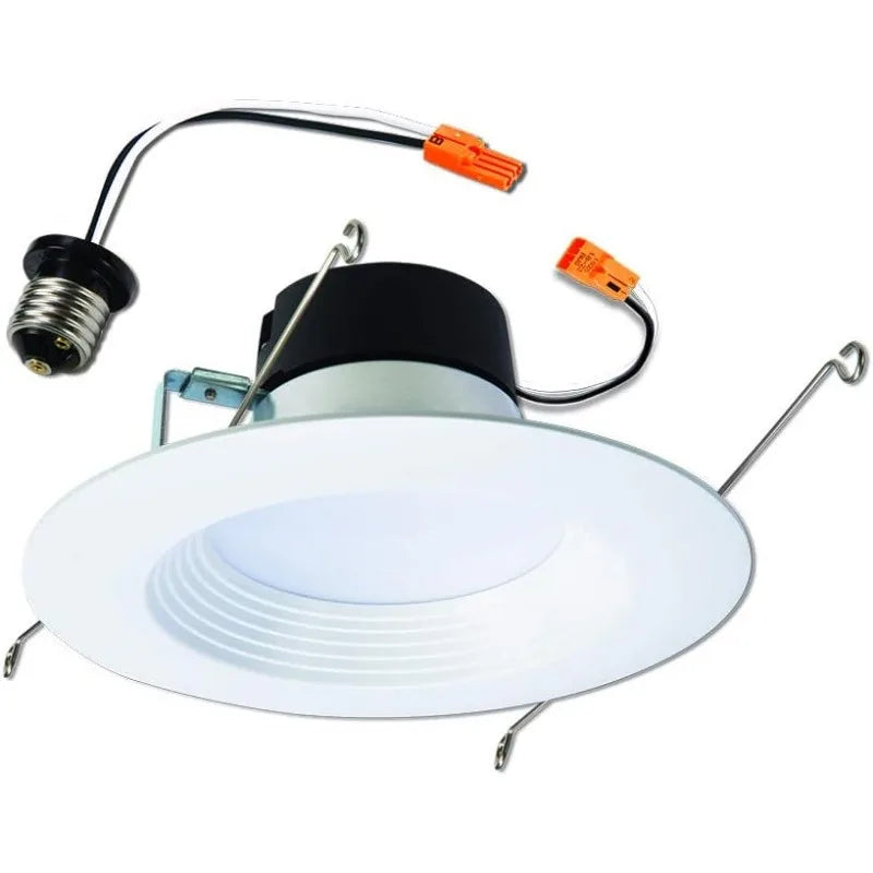 6 inch Recessed LED Can Light – Retrofit Ceiling & Shower Downlight – 3000K - Baffle White Trim - 6 Pack