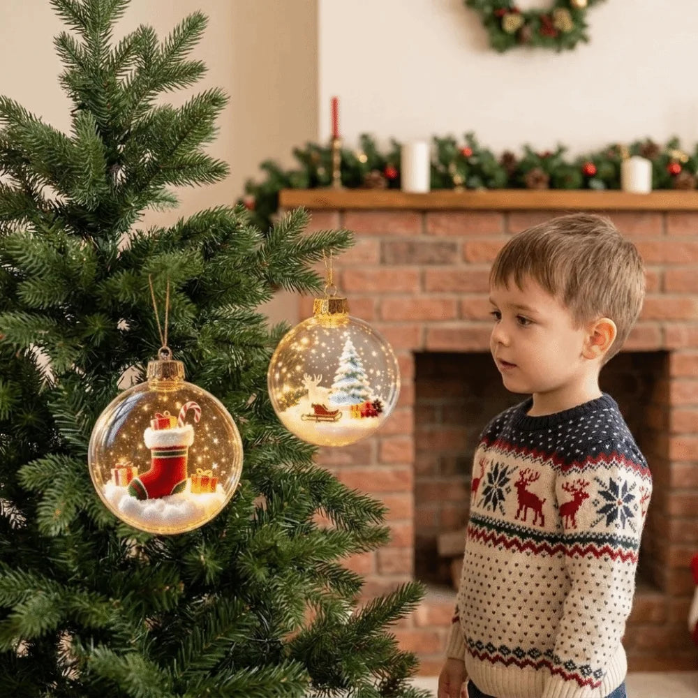 Acrylic Lighted Christmas Ball Ornament Transparent LED Lighted LED Christmas Tree Globe Decor Decorative