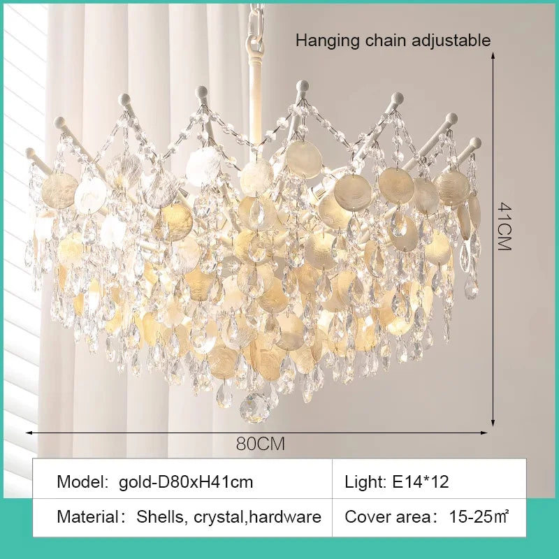 LED French Medieval Pendant Light Style Luxury Blue Crystal Chandelier for Villa Living Room Bedroom Hallway Ceiling Lamp