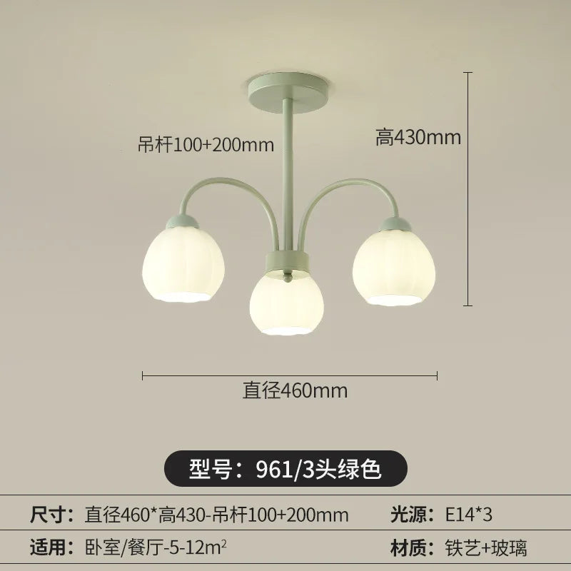Living Room Chandelier Nordic Match Green Dining Room Light French Pastoral Simple And Warm Bedroom Living Room Lamp