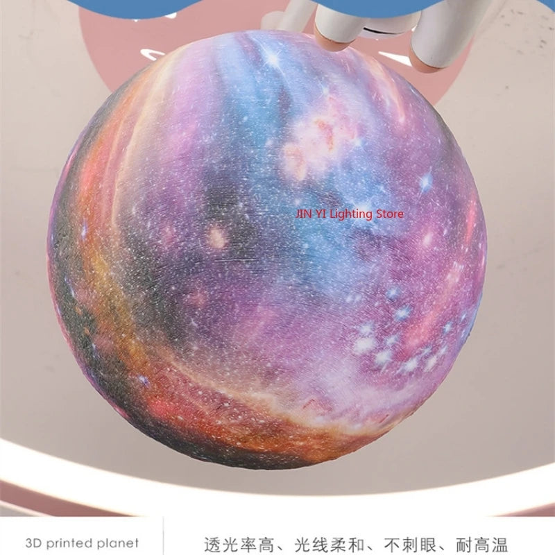 Cartoon Unicorn Bedroom Light Creative Astronaut Pendant Light Simple Children's Room Light Eye Protection Stepless Dimming