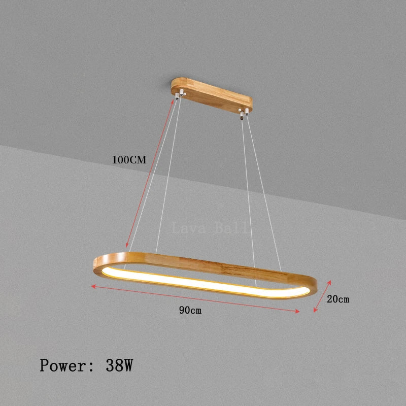 Nordic Lamp Solid Wood Pendant Lights Restaurant Chandelier Simple LED Light Bar Dining Room Long Strip Lamps Lighting Fixture