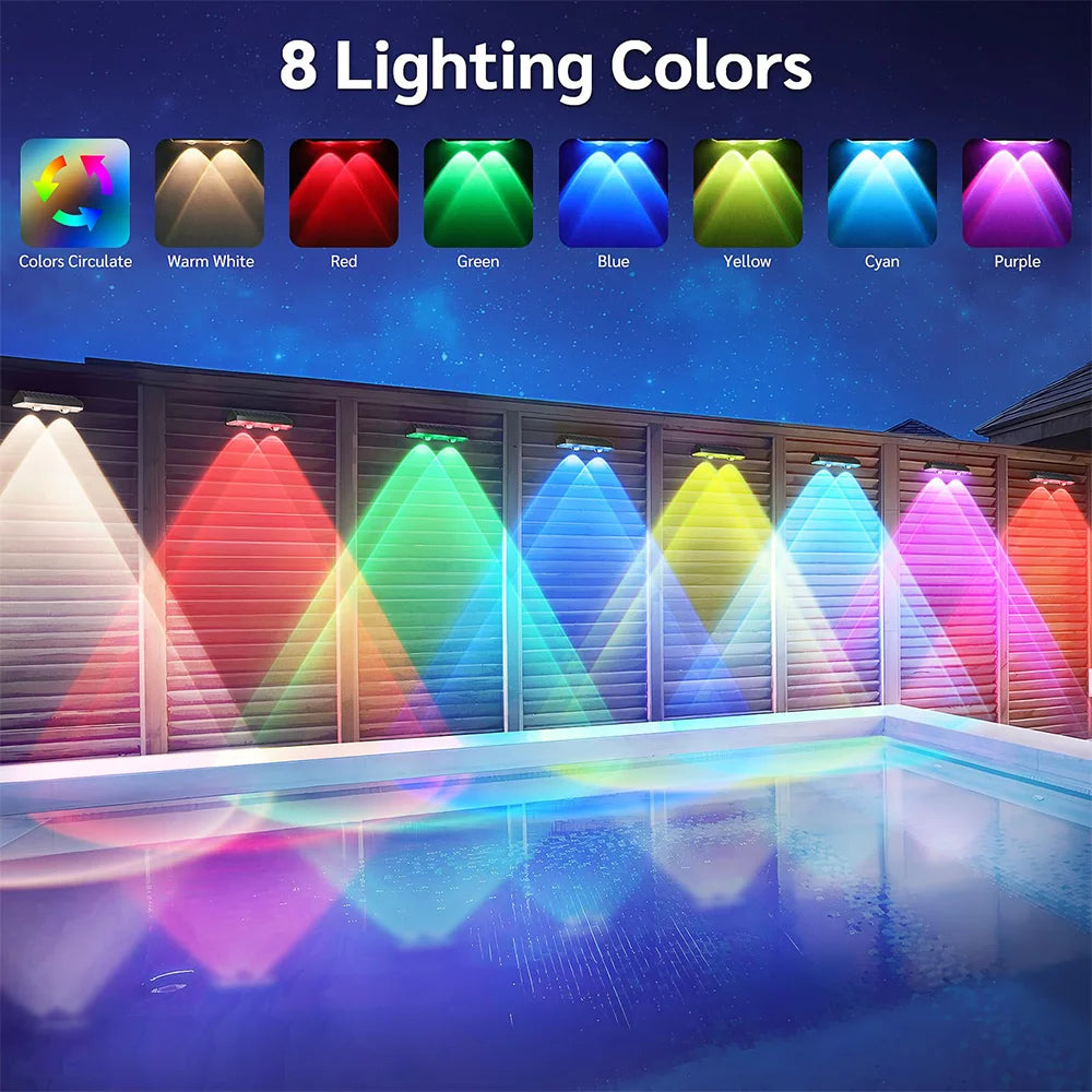 Solar Wall Lamp RGB Path Deck Stair Light Garden LED Lights Waterproof Outdoor Lighting Solar Lamp for Garden Step Patio Fence