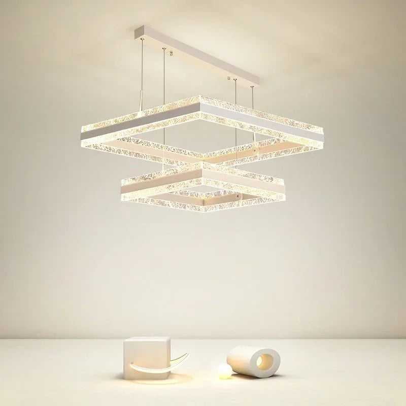 Nordic Geometric Glass LED Chandelier - Modern Pendant Lamp for Living Room