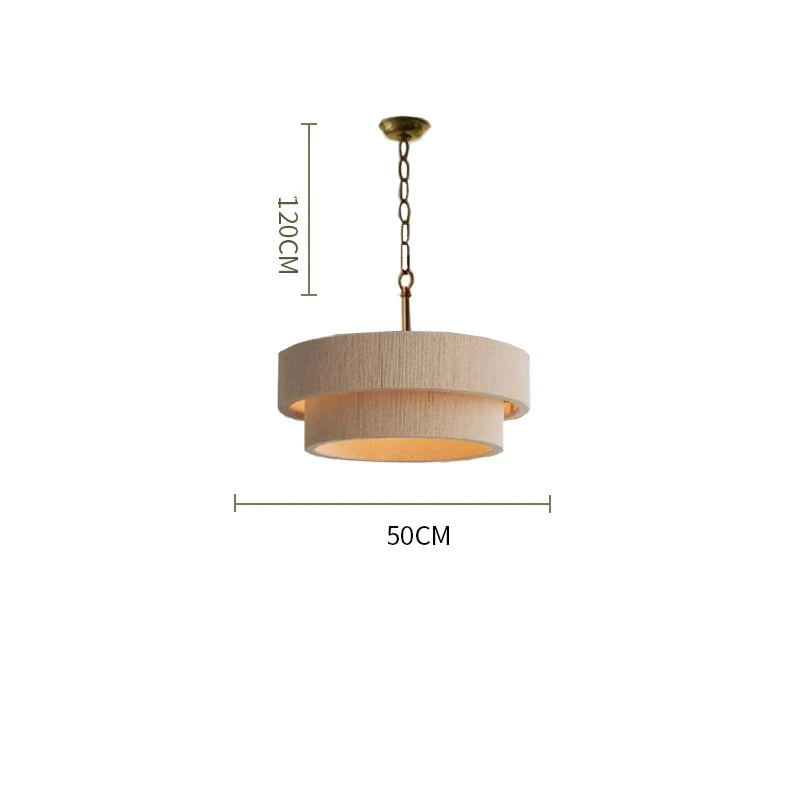 Hand Woven Cotton and Hemp Rope Chandelier Pendant Light Adjustable Pendant Light for Kitchen Island Dining Living Room Lamp