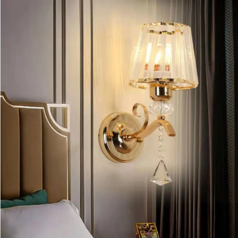 European Petal Wall Lamp Bedside Gold Single-Head TV Background Wall Lamp Bedroom Room Living Room Corridor Stair Light MJ1207