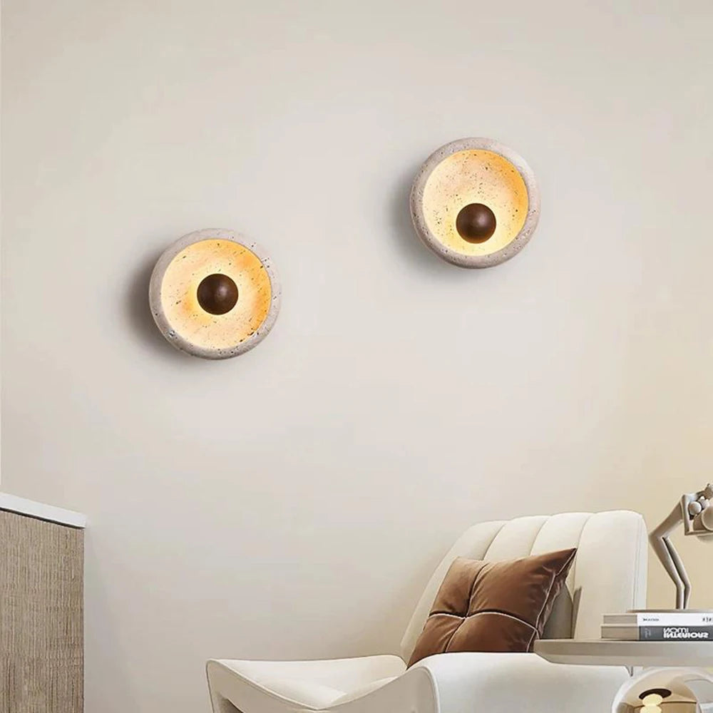 Mid-Century Solar Eclipse LED Wall Lamp - Wabi-Sabi Retro Ambient Sconce Light Fixture for Bedroom Bedside, Living Room Accent & Staircase