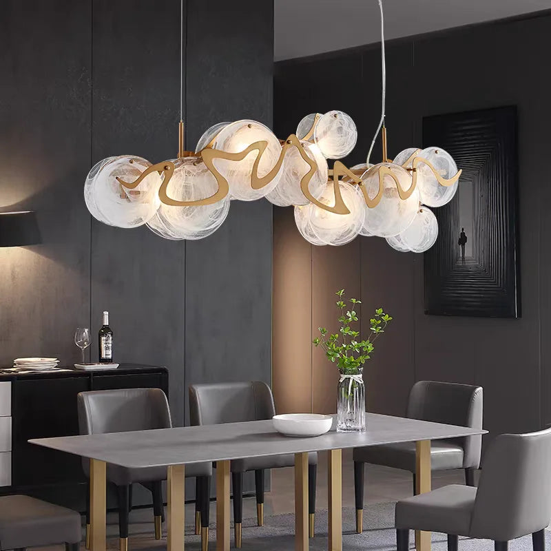 Light Luxury Modern Creative Cloud Glass Pendant Light Simple All Copper Lighting Room Decor for Living Rooms Villa Restaurant