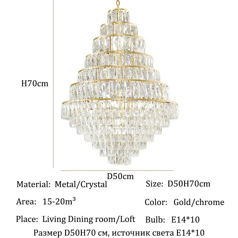 Luxury Crystal Chandelier Ceiling Pendant Lamp for Living Room Żyrandol Lamps Home Decor Lustre Salon Ceiling Light Fixtures