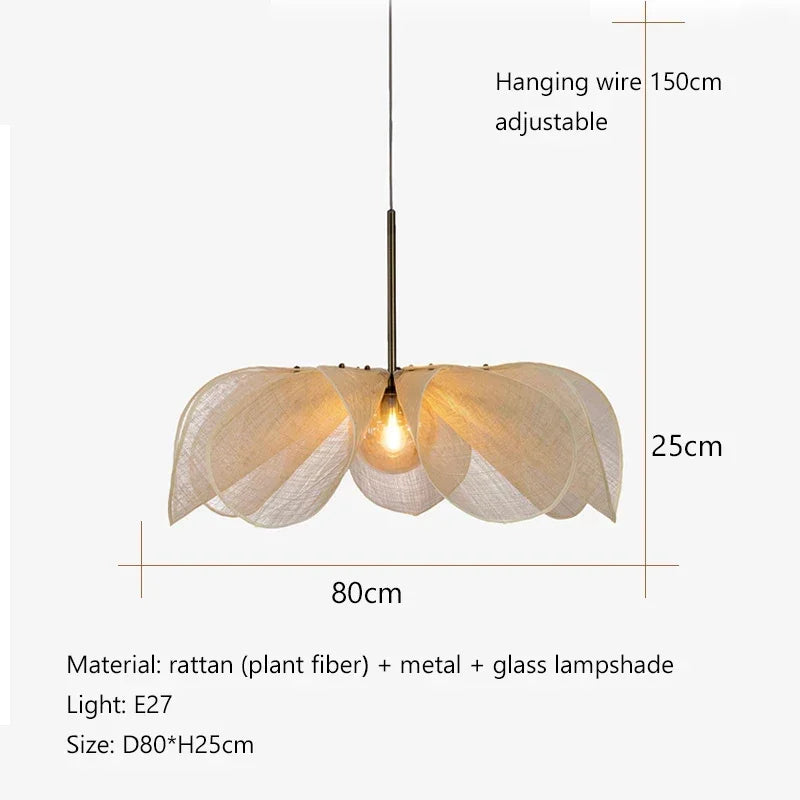 New Chinese Style Handmade Chandelier Restaurant Hotel Banquet Hall Fabric Pendant Lamp Homestay Zen Tea Room Lighting Fixture