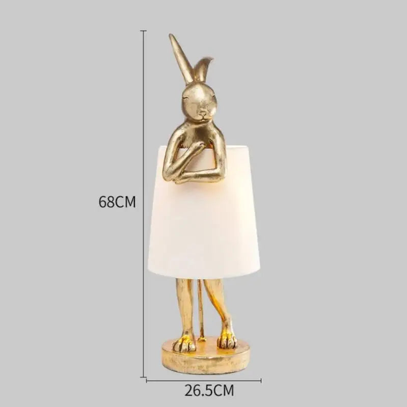 Nordic LED rabbit table lamp Designer resin rabbit desk lamp for study bedroom children's room reading led light bedside lamp