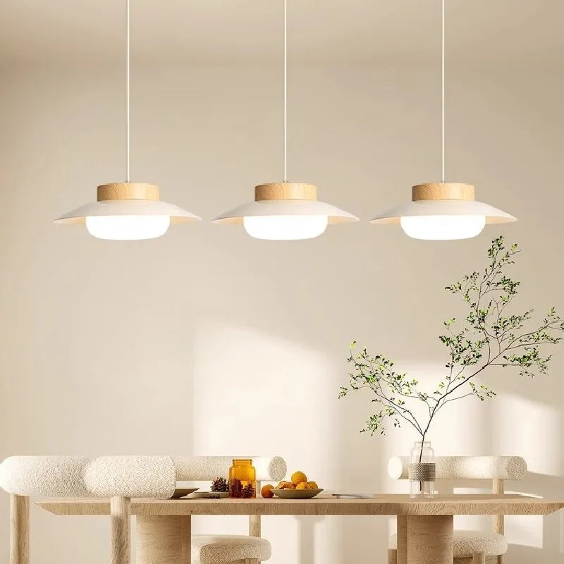 Cream Style Restaurant Pendant Light Japanese Style Wooden Dining Table Light Traditional Wabi Sabi Wind Light