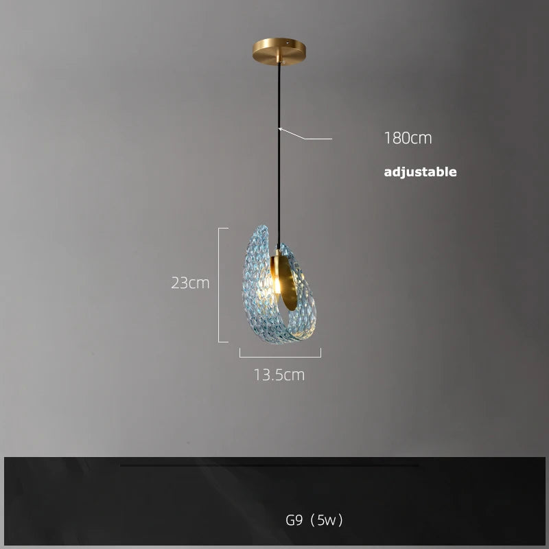 2026 Postmodern Copper Glass Chandelier - Blue Beauty Luxury Dining Room Light