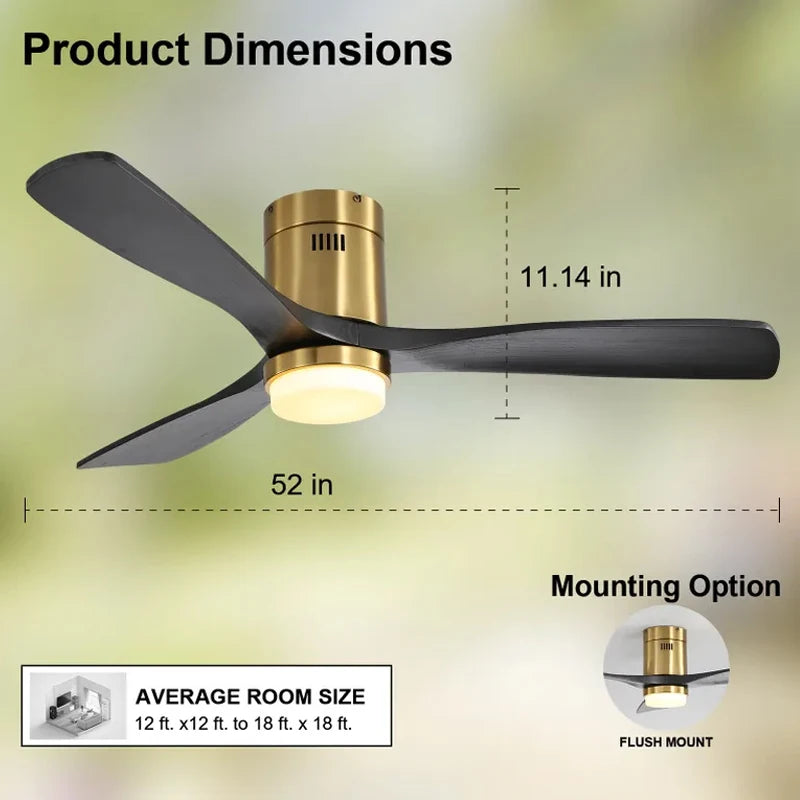 Sofucor Modern 52-inch ceiling fan with LED DC 6-speed high wind speed with remote control