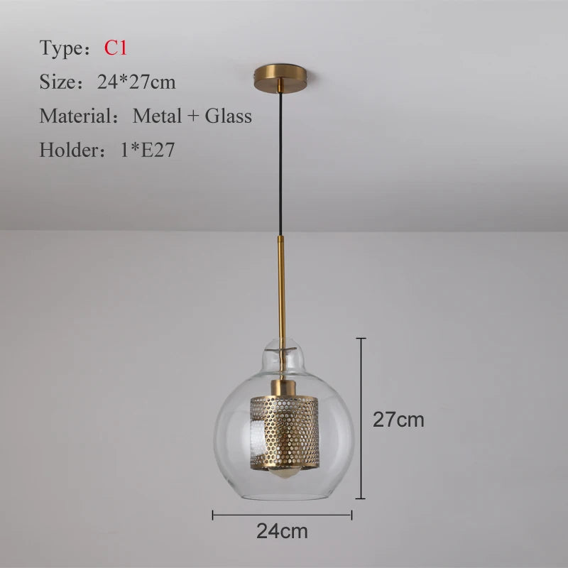 Loft Modern Pendant Light Glass Ball Hanging Lamp Kitchen Fixture Dining Hanglamp Living Room Ceiling Lamps LED s