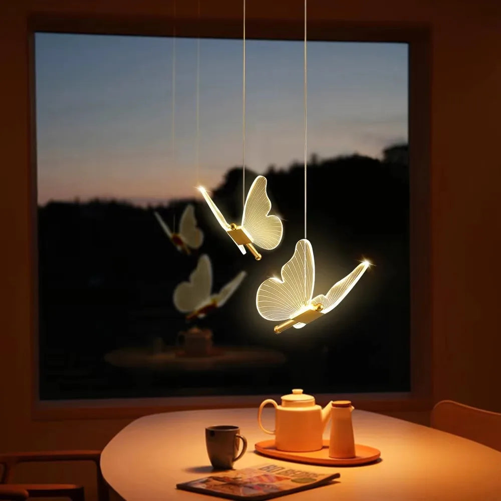 Butterfly LED Pendant Lights Ceiling Hanging Lamps Bedside Suspension Luminaire Living Room For Home Decoration Indoor Lighting
