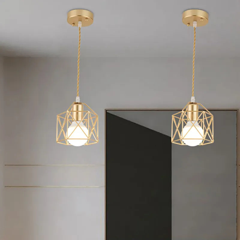 Pendant Lights E27 Hanging Lamp Iron Body Indoor Lighting Lustre Aisle Bedroom Vintage Loft Metal Cage Fixture Light 110-240V