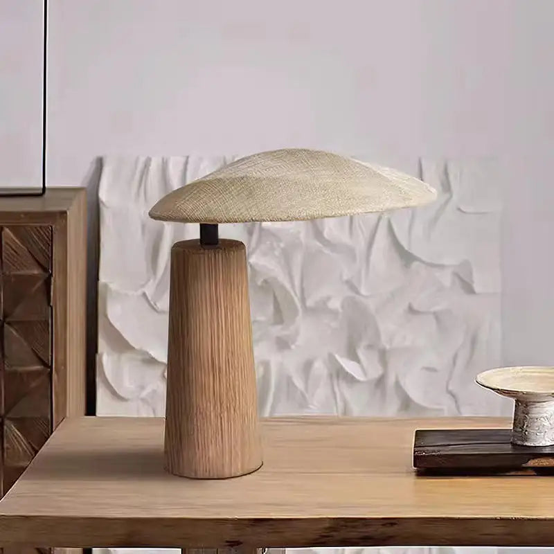 Solid Wood Bedroom Bedside Lamp Japanese Wooden Fabric Floor Light Home Decoration Desk Light Wabi Sabi Mood Light for Home Decr