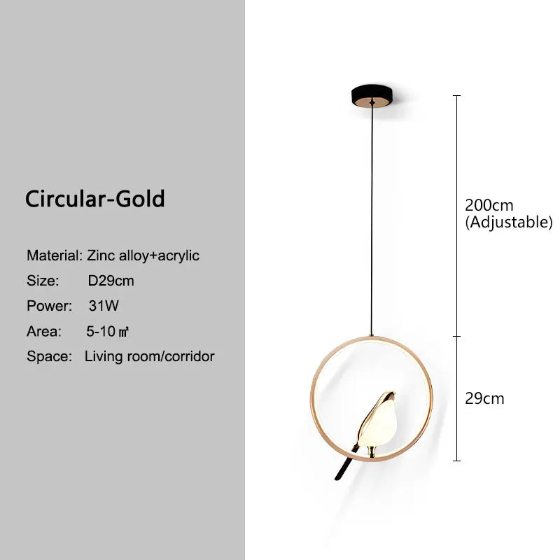 LED Bird Pendant Lamps for Bedroom Living Room Indoor Lighting for Home Chandelier Hanging Lights for Corridor Aisle AC85-265V