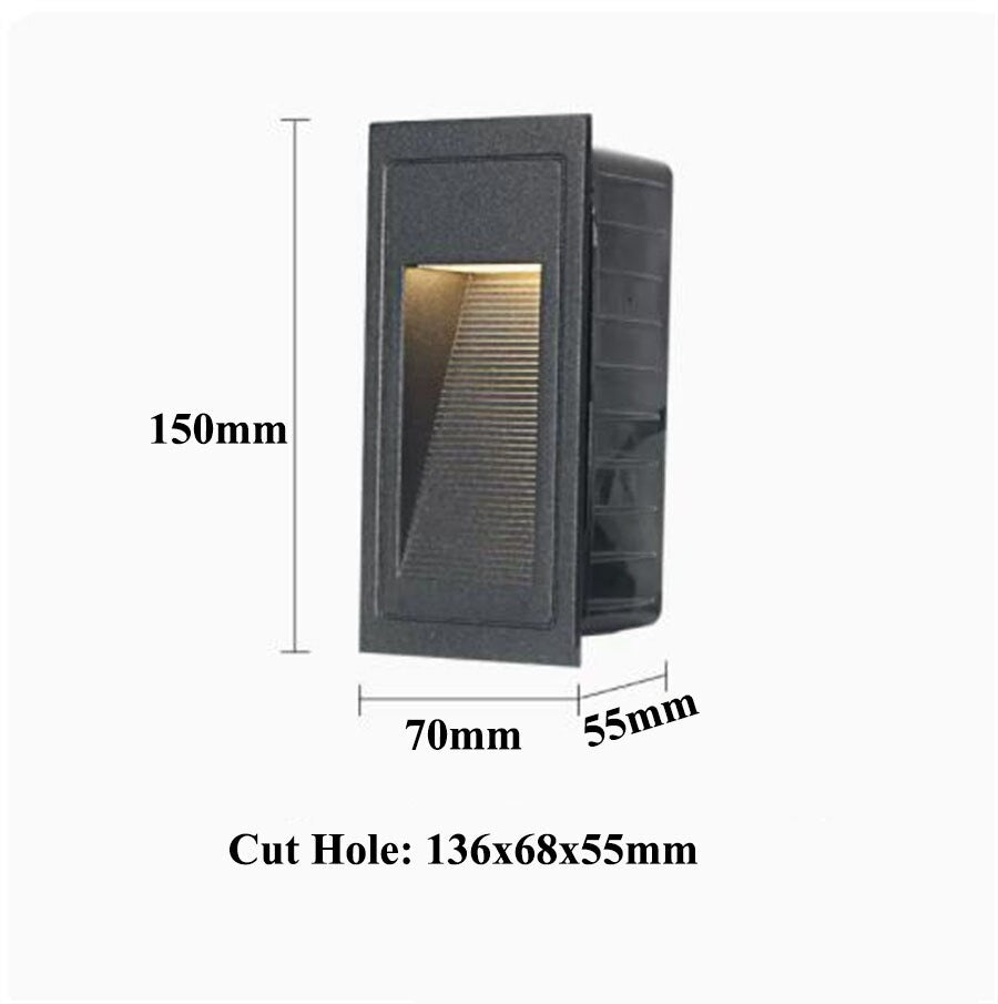 IP65 Outdoor Wall Sconce Lamp Waterproof LED Step Light Outdoor Recessed Stair Light Garden corridor LED Footlight
