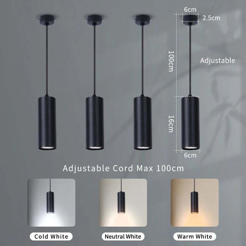 Black LED Pendant Lights GU10 Room Decor Retro Living Room Chandelier Hanging Fixture for Kitchen Table Bedroom Dining Room