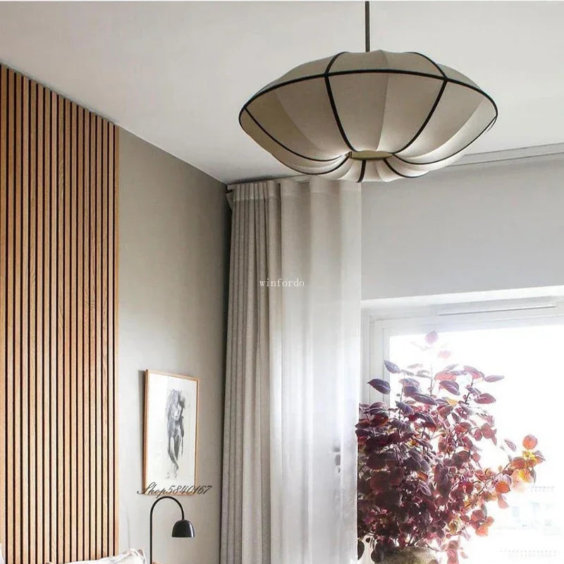 Vintage Danish Cloth Pendant Light - Rustic Fabric E27 Ceiling Hanging Lamp Fixture for Living Room, Dining Room & Bedroom