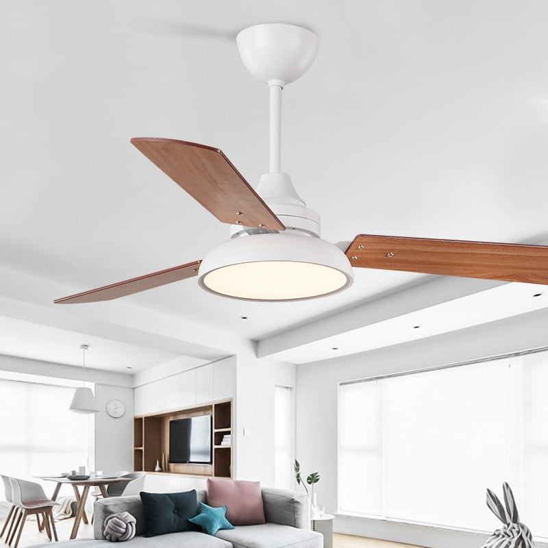 Modern Wooden Ceiling Fan Lights LED Living Dining Room 42 48 Inch Nordic Industrial Wind Remote Dimming Bedroom Fans Lamps