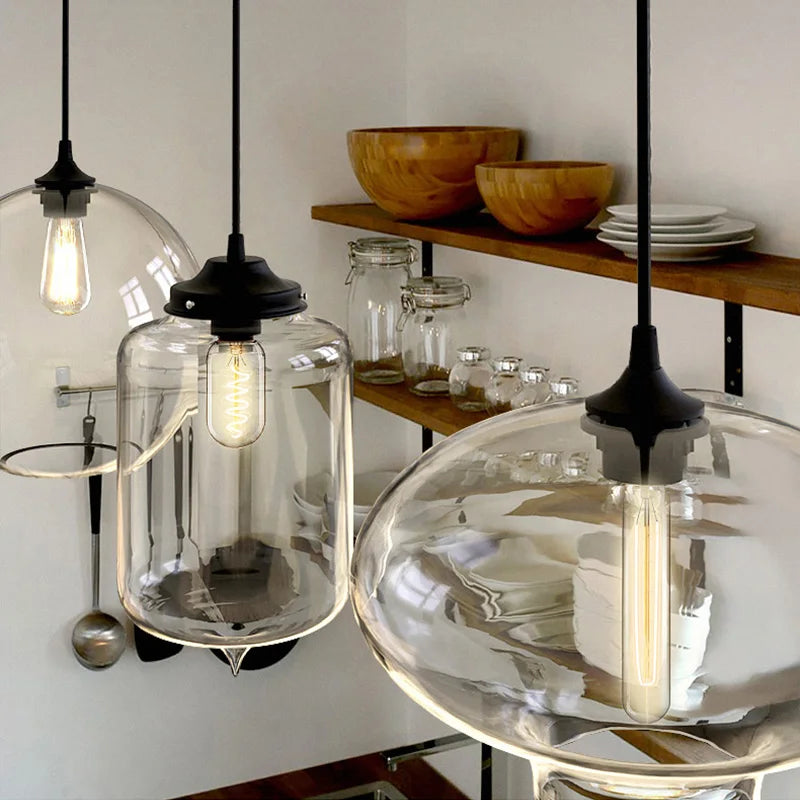 Caren Lighting handmade Glass Modern Nordic hanging loft Glass Pendant Light decor Lights Fixtures led filament dinningroom Lamp