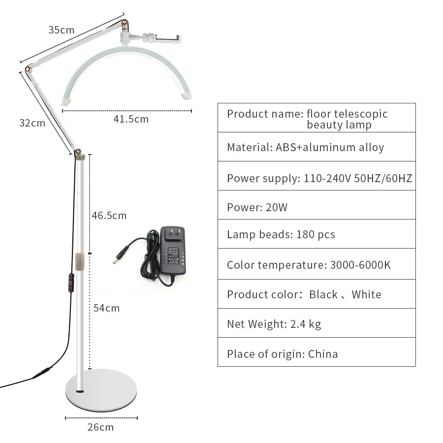 Modern 20W LED Moon Light Led Half Moon Beauty Lamp ring moon Floor Mounted Eyebrow Tattoo Beauty Salon Eyelash Extension Lamp