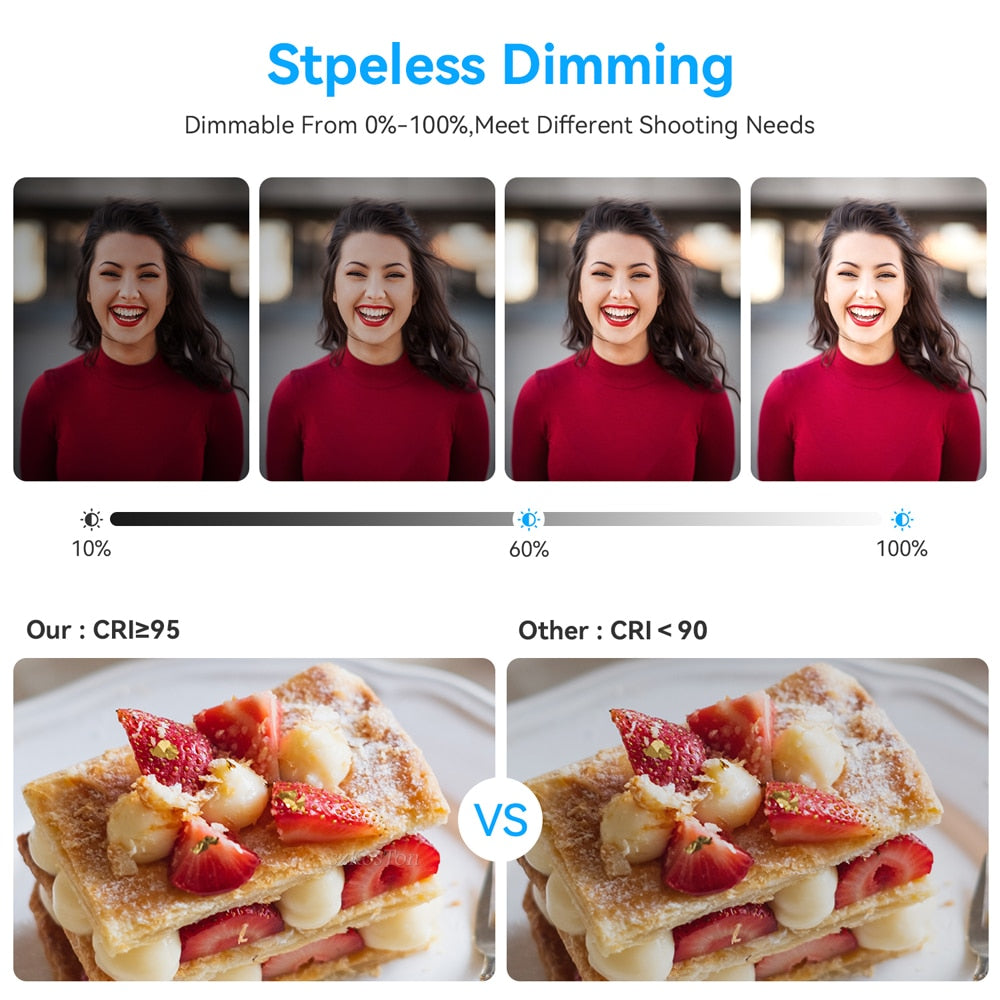 LED Fill Lamp Video Light Panel Bi-color 2700k-5700k Photography Lighting Live Stream Photo Studio Light with Tripod Stand