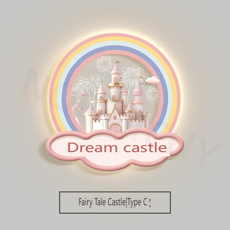 Children's Room Decoration Painting Wall Lamp Girls' Room Hanging Painting New Creative Cartoon Castle Lamp Painting bedroom LED