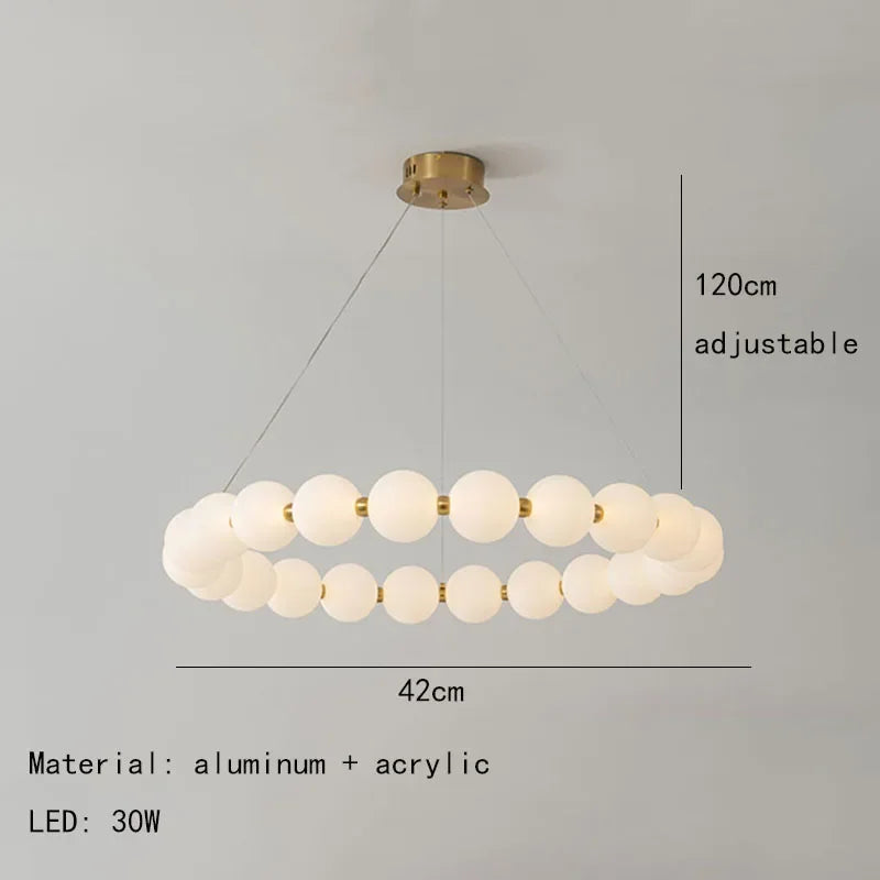 Modern Nordic Classic LED Pendant Lights Pearl Necklace Decoration Indoor Chandelier for Dining Living Room
