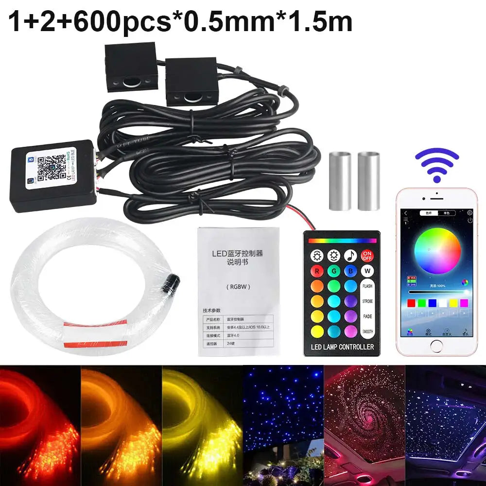 1/2/4 Split Fiber Optic Light Kit - RGBW Starry Sky Lamp with Bluetooth App & Music Sync - Distributed Ceiling Star Light for Car & Home