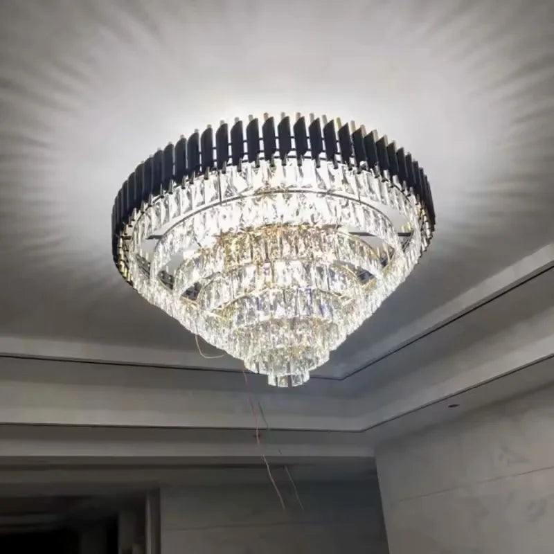Modern Luxury Crystal LED Chandelier E14 Ceiling Pendant Light for Villa Hotel Lobby Living Dining Bedroom Indoor Decor Lighting