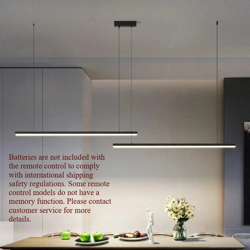 Modern Nordic Pendant Light Minimalist Long Black Hanging Lamp Home Decoration LED Chandeliers for Living Dining Room Office Bar