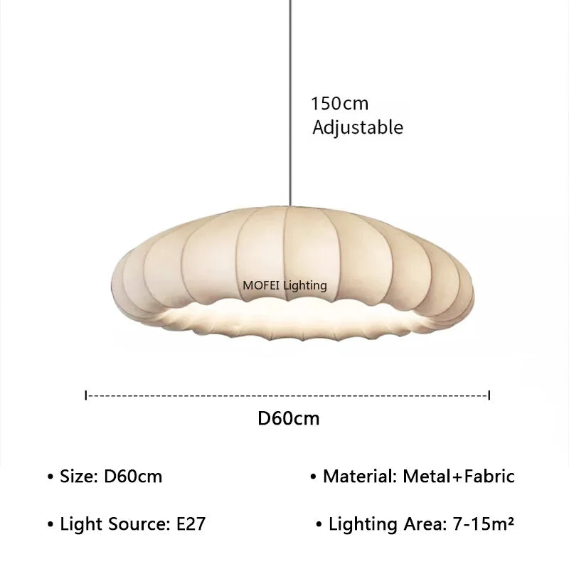 Japanese Wabi Sabi Fabric E27 Pendant Light Living Dining Room Minimalism Chandelier Designer Home Decor Bedroom Hanging Lamp