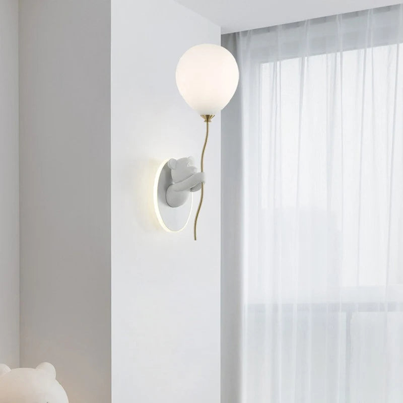 Pink Balloon Bear Wall Lamps Cute Children's Room Lamp Modern Warm Princess Room Nursery Girl Boy Bedroom Bedside Wall Lights