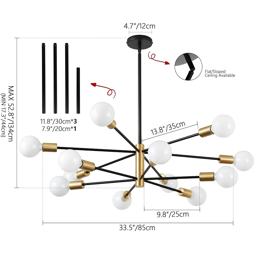 Modern LED Pendant Lights 4/6/8/10/12H Chandelier For Living Room Dining Room Bedroom Hotel Hall Indoor Decor Lighting Fixtures