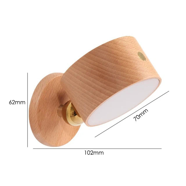 Wireless Wall Lights LED Reading Lamps Rechargeable Wood Sconce Home decoration Rotation Touch Control Bedside Lighting