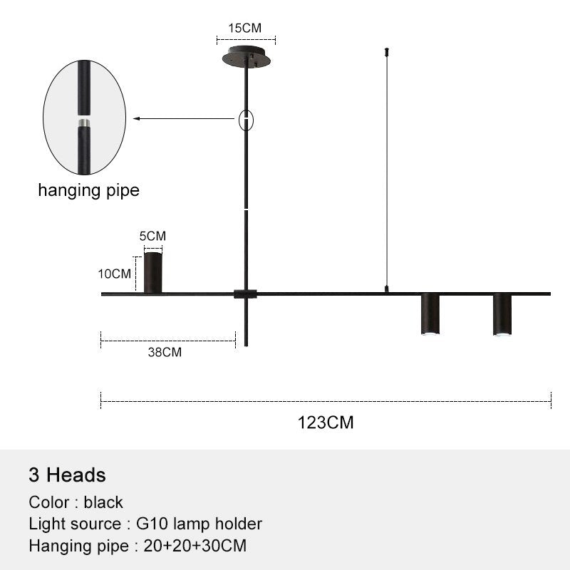 Nordic Modern Longer Chandelier Dining Table Fixtures Black Pendant Lights Restaurant Bar Kitchen Decor Living Room Hanging Lamp