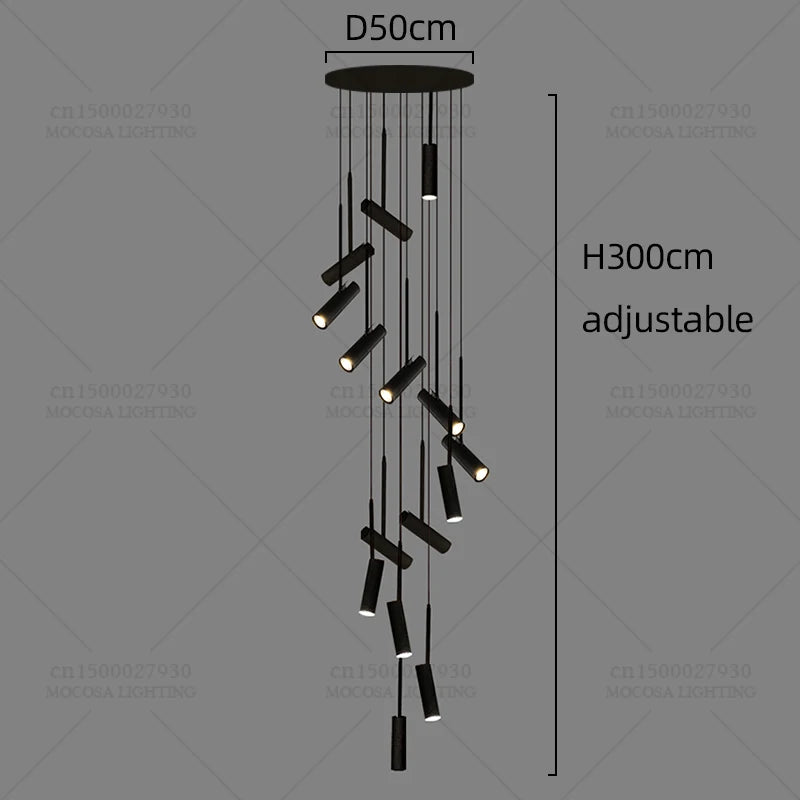 Nordic Modern LED Spotlight Staircase Chandelier Bedside Pendant Lamps Living Room Adjustable Angle Island Lights Designer Style